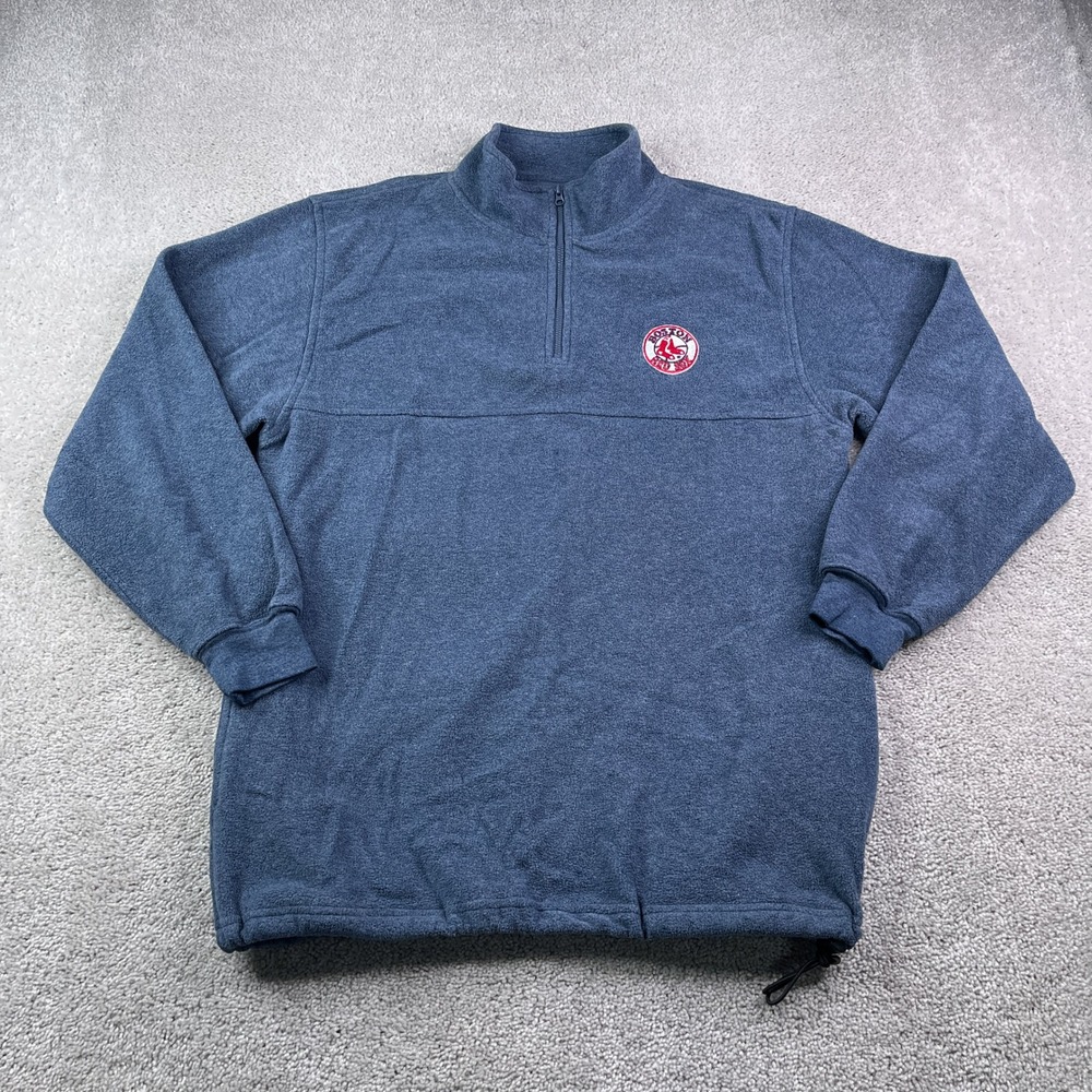 Boston‎ Red Sox Sweater Mens Medium Blue Fleece Lee Sport Quarter Zip Pullover